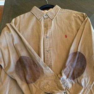 Ralph Lauren Brown Classic Fit Suede Elbow Patch L